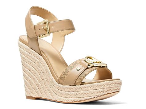 michael kors metallic espadrille wedges|Michael Kors suede wedge sandals.